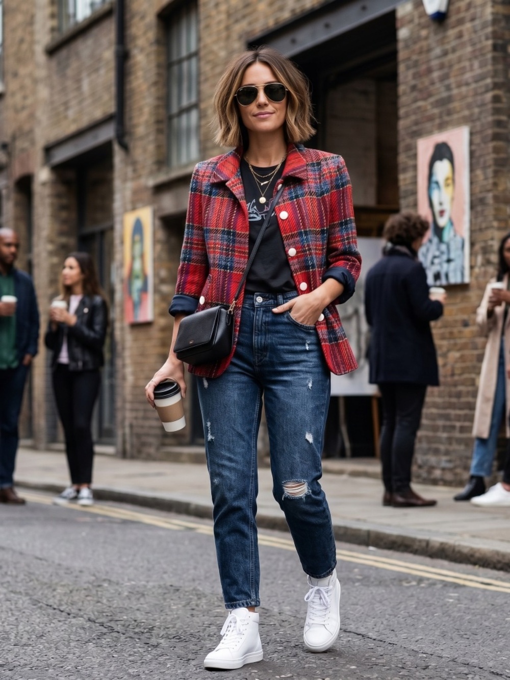 fun MONDI vintage plaid, rainbow jacket